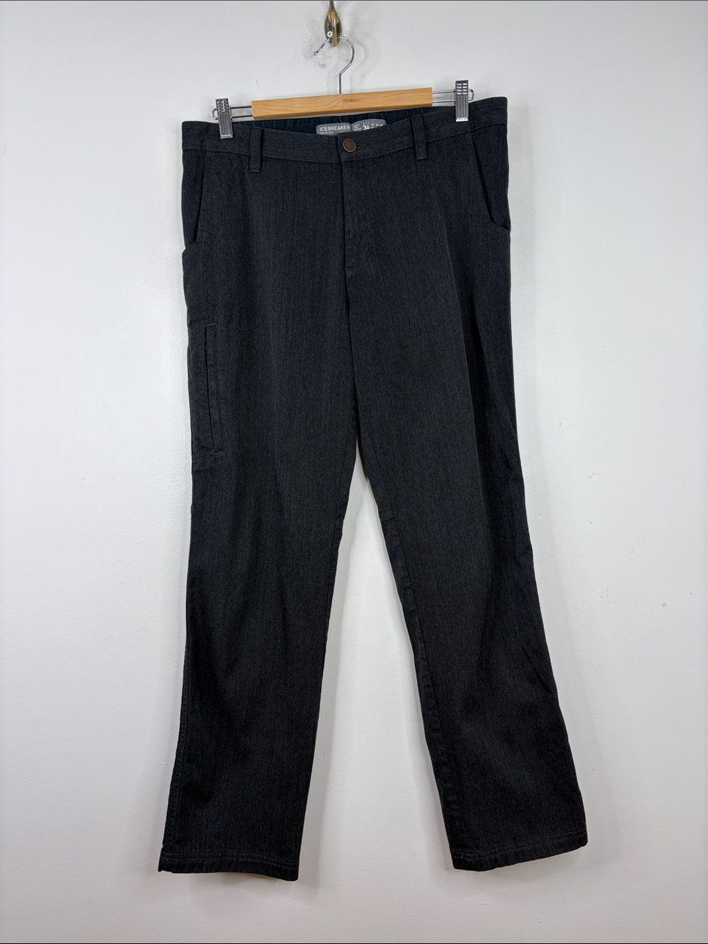 Icebreaker Trousers Mens 34 x 30 Dark Gray Wool Stretch Chino Dress Pants